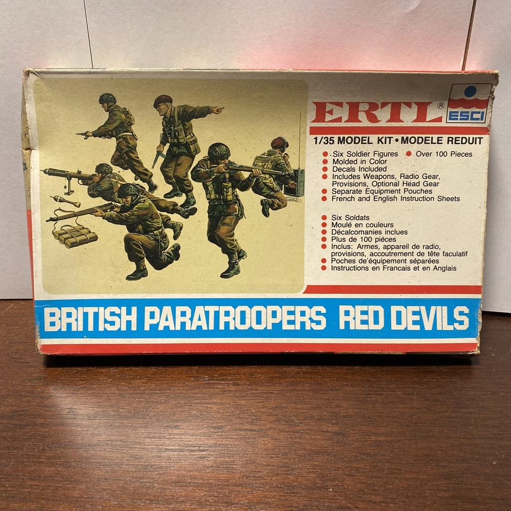 1/35 VINTAGE OPEN BOX COMPLETE ERTL ESCI BRITISH PARATROOPERS RED DEVILS READ